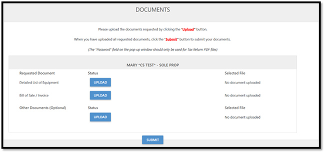 client portal screen shot
